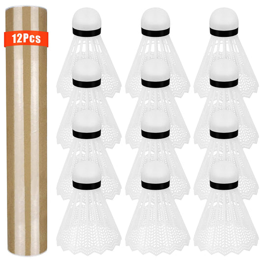 Hysagtek 12 Pcs Badminton Birdies Badminton Shuttlecocks, Shuttle Balls for Indoor Outdoor Sport Ball Training Exercise Gym Fitness Game (White)