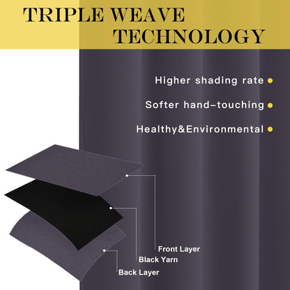 NICETOWN Blackout Drapery Curtain Panel 90 inches Long - Window Treatment Thermal Insulated Grommet Blackout Curtain/Drape for Bedroom Living Room (Greyish Purple, 1 Panel, 46 by 90 inches)