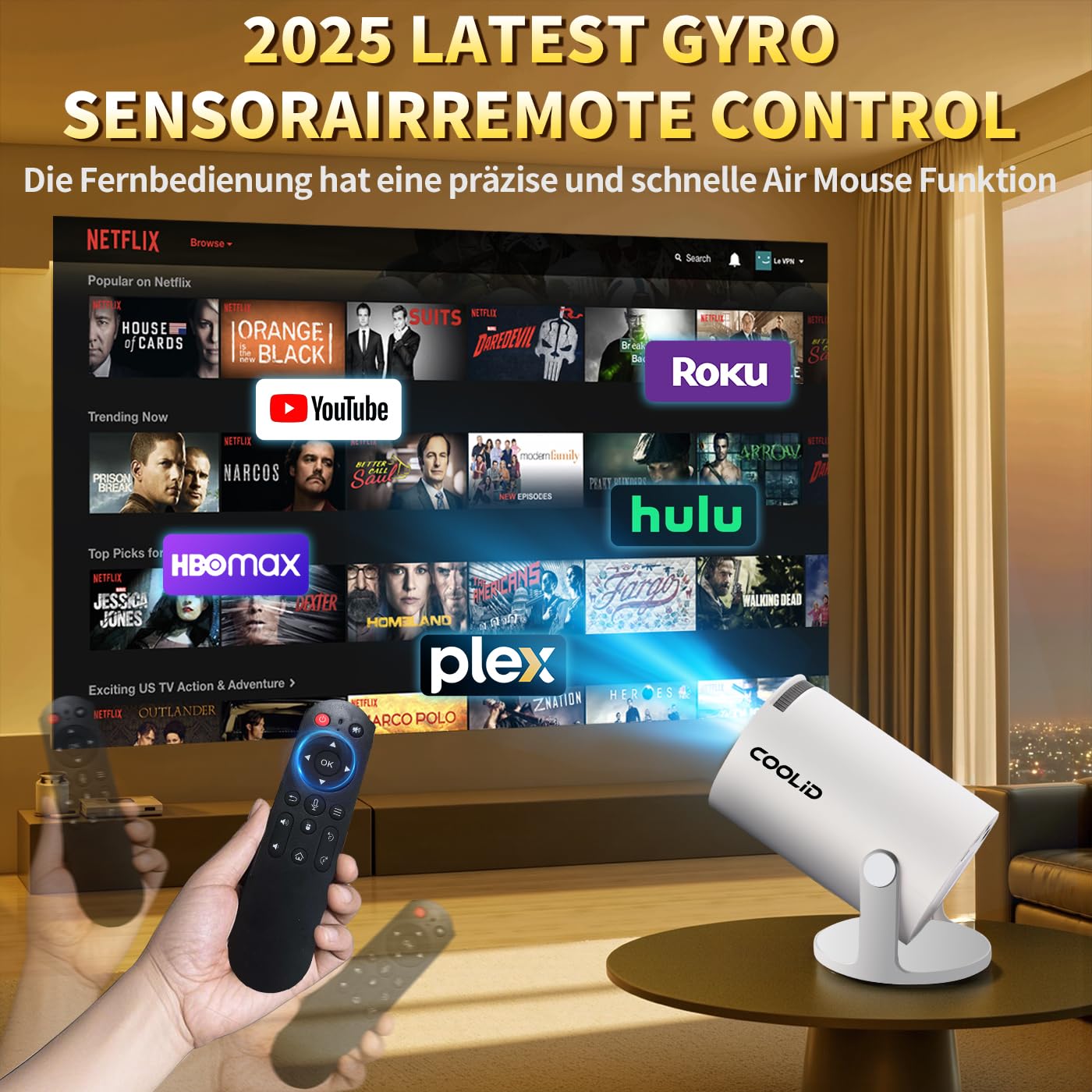 Mini Projector, Support 4K 1080P Portable Projector with Dual Band WiFi6 5G and Bluetooth 5.4, 270° Rotatable, Auto Keystone Correction, 35"-100" Video Projecto Compatible with HDMI/USB/Phone - White