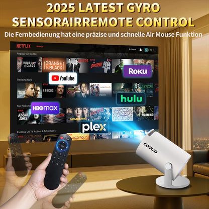 Mini Projector, Support 4K 1080P Portable Projector with Dual Band WiFi6 5G and Bluetooth 5.4, 270° Rotatable, Auto Keystone Correction, 35"-100" Video Projecto Compatible with HDMI/USB/Phone - White