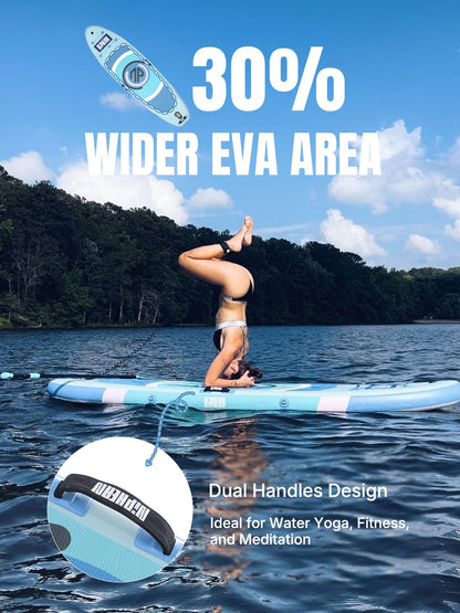 Niphean Inflatable Stand up Paddle Board with StabilTrac Fin, 400LBS Capacity & Wide EVA Inflatable Paddle Boards for Adults & Youth, Lightweight SUP Board for Yoga & Fitness with Easy-Carry Strap