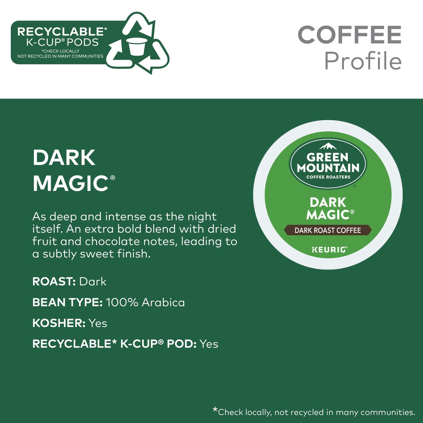 Green Mountain Coffee Roasters Dark Magic Coffee, Keurig Single-Serve K-Cup pods, Dark Roast, 96 Count