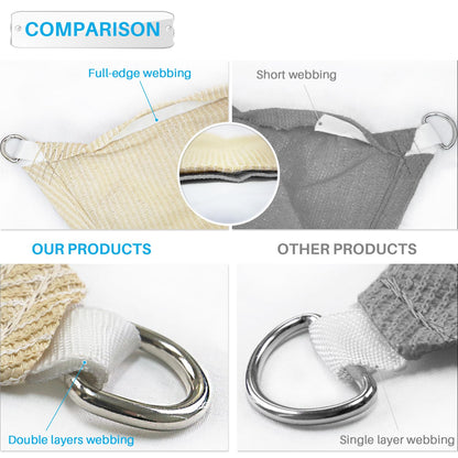 Patio Paradise 12' x 12' x 17' Brown Sun Shade Sail Triangle Right Canopy Shade Cloth for Garden, Heavy Duty Pergolas Cover UV Blocking Fabric for Outdoor Backyard Deck Pool