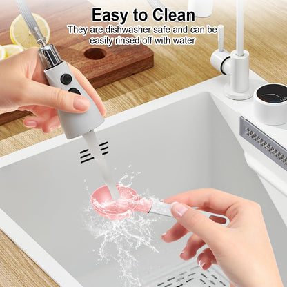 Measuring Cups and Spoons Set, 10 Pieces Nesting Measure Tools, Kitchen Essentials Gadgets with Stainless Steel Handle for Dry & Liquid Ingredient, Pink