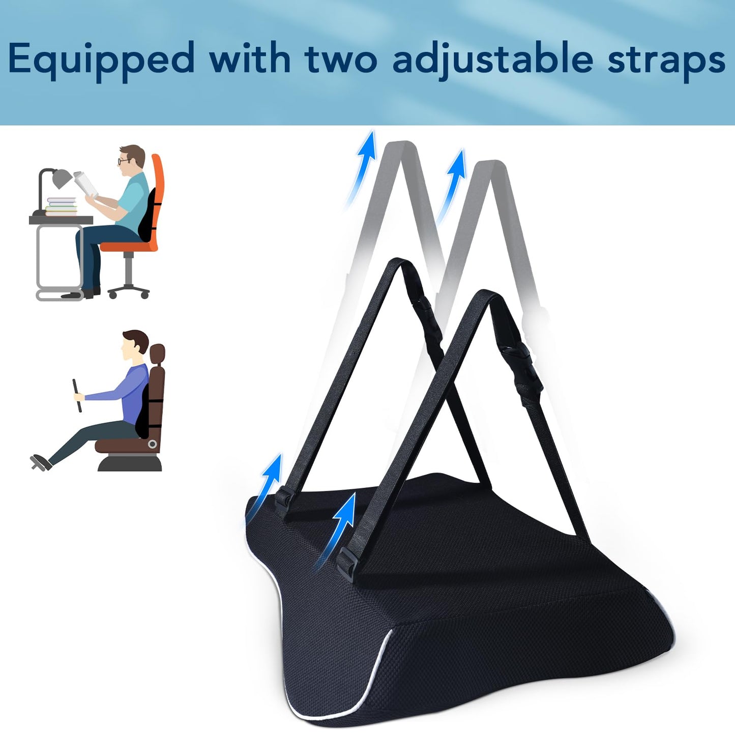 Lumbar Support Pillow for Office Chair & Car, Ergonomic Back Support Memory Foam Back Cushion with 3D Washable Cover, Relieves Back Pain for Driving, Gaming, Truck, Recliner