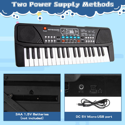 37 Key Upgrade Piano Keyboard for Kids Musical Toys Ages 3-5 Beginners Keyboard Piano with Microphone for 3 4 5 6 Year Old Boys Girls Gifts