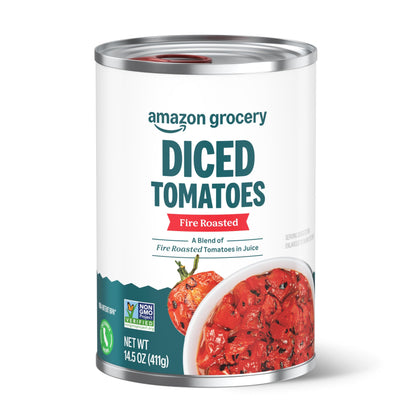 Amazon Grocery, Canned Fire Roasted Diced Tomatoes, 14.5 Oz (Previously Amazon Fresh, Packaging May Vary)