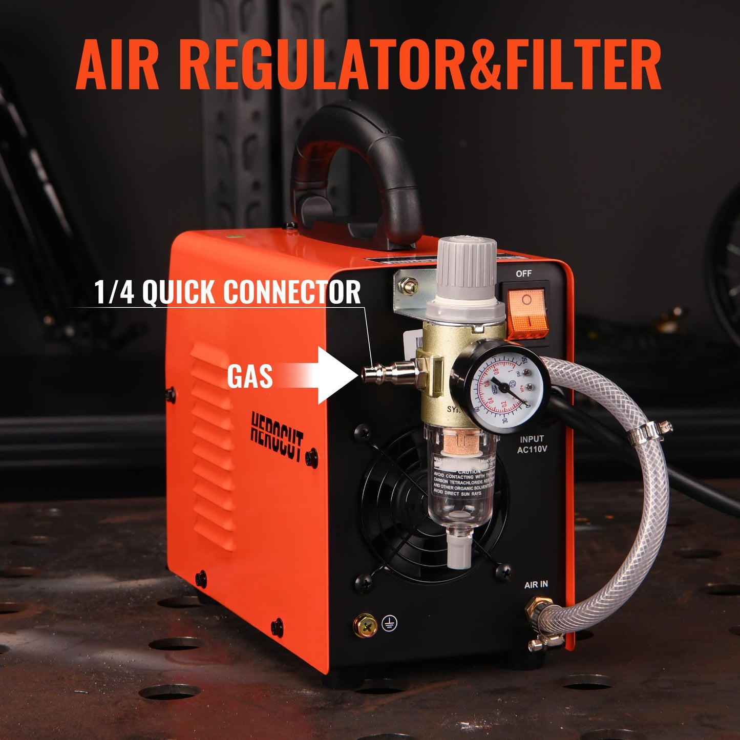 Plasma Cutter, 35Amps HEROCUT Plasma Cutter Machine CUT35i, Screen Display 110V High-Frequency IGBT Inverter Technology Post Flow and 2T/4T, Max Cutting Thickness 10mm for Beginners DIY