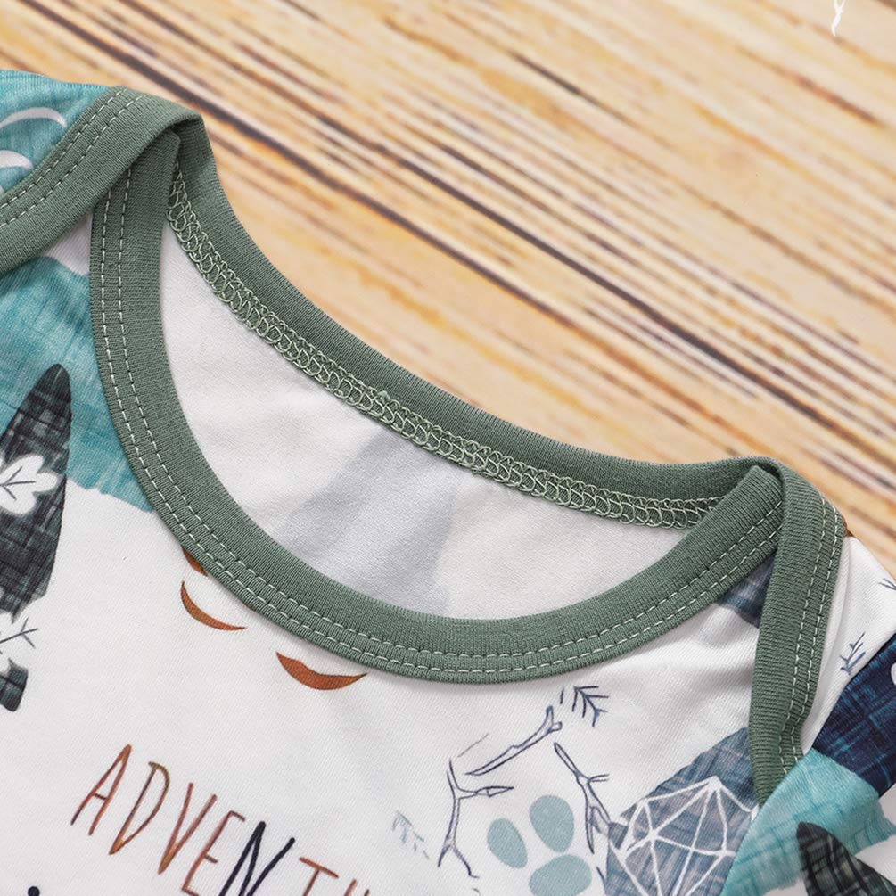 AMAWMW Newborn Baby Boys Girls Cartoon Sleeper Gown Long Sleeve Mountain Nightgown Hat Outfits (Cartoon Mountain, 0-6 Months)