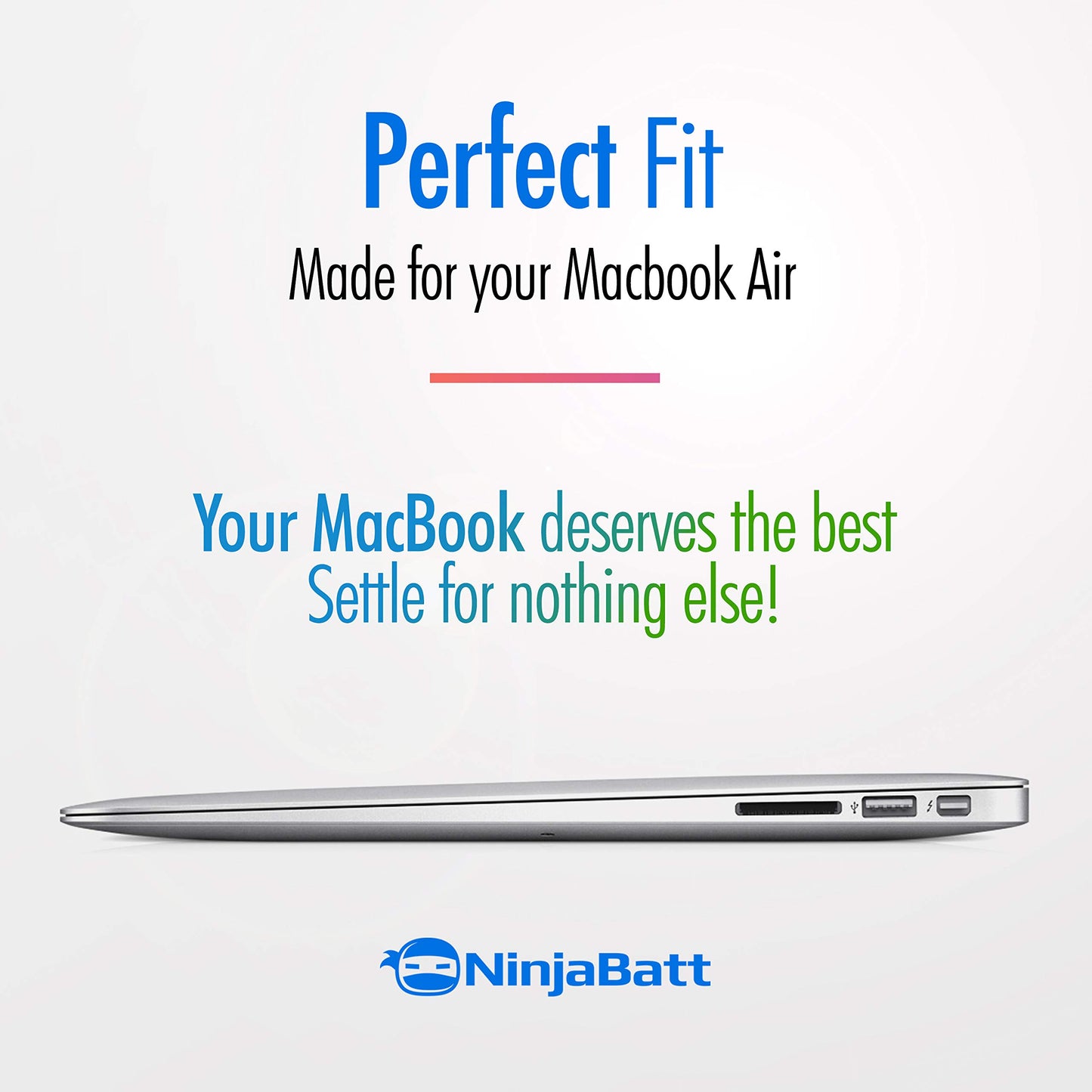 NinjaBatt A1466 Battery for Apple MacBook Air 13″ (Mid 2012, Mid 2013, Early 2014, Early 2015,2017) A1369(Late 2010, Mid 2011 Version) A1405 A1377 [7160mAh/54.5Wh/7.6V]