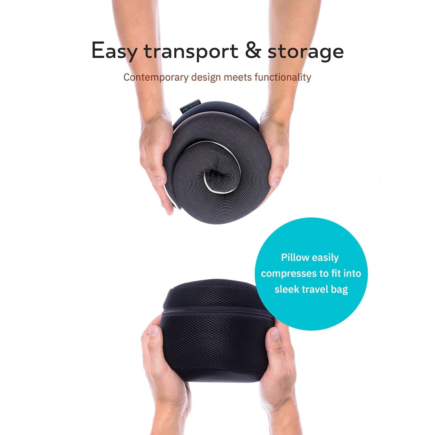 Proglobe Travel Neck Pillows for Airplanes, Sleeping Essentials for Long haul Flights, 360° Head Support, Car and Airplane Kit with 3D Contoured Eye Mask, Earplugs and Luxury Mesh Bag (Adult, Grey)