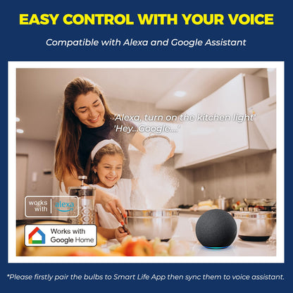 Lightinginside Smart Light Bulb 75W Equivalent, 1100LM 12W RGBCW BR30 E26 Bulb Works with Alexa/Google Home/Smart Life, 2.4G WiFi Bluetooth Recessed Flood LED Bulbs, No Hub Required, ETL Listed, 4PCS