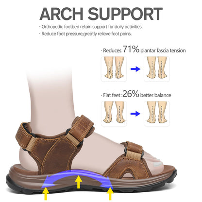 FLARUT Men's Sport Sandals Outdoor Hiking Sandal Open Toe Walking Sandals for Summer Beach Water Shoes(Brown-a,42)