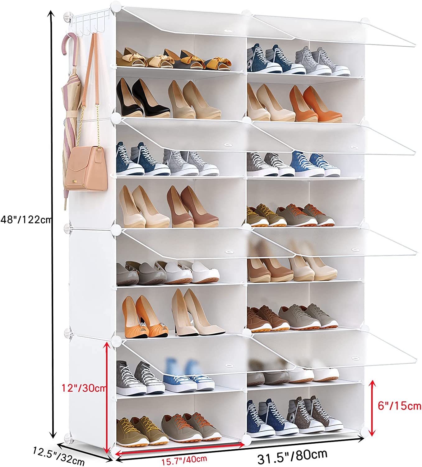HOMICKER Shoe Storage,32 Pairs Shoe Rack Organizer for Closet Shoe Cabinet with Door Shoe Shelves for Closet,Entryway,Hallway,Bedroom