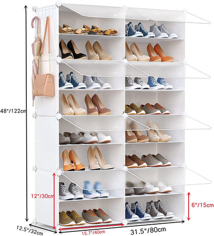 HOMICKER Shoe Storage,32 Pairs Shoe Rack Organizer for Closet Shoe Cabinet with Door Shoe Shelves for Closet,Entryway,Hallway,Bedroom