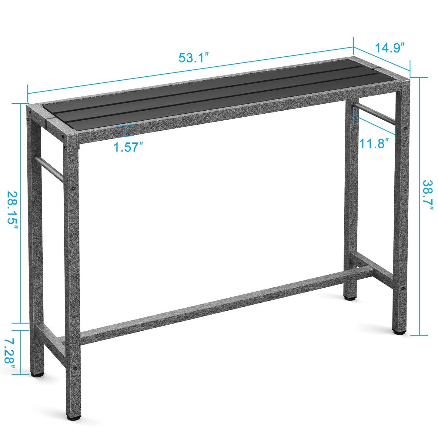 Mr IRONSTONE Outdoor Bar Table 53'' Patio Table Pub Height Dining Table with Waterproof Top and Hammer Finish Stand for Hot Tub, Garden, Backyard