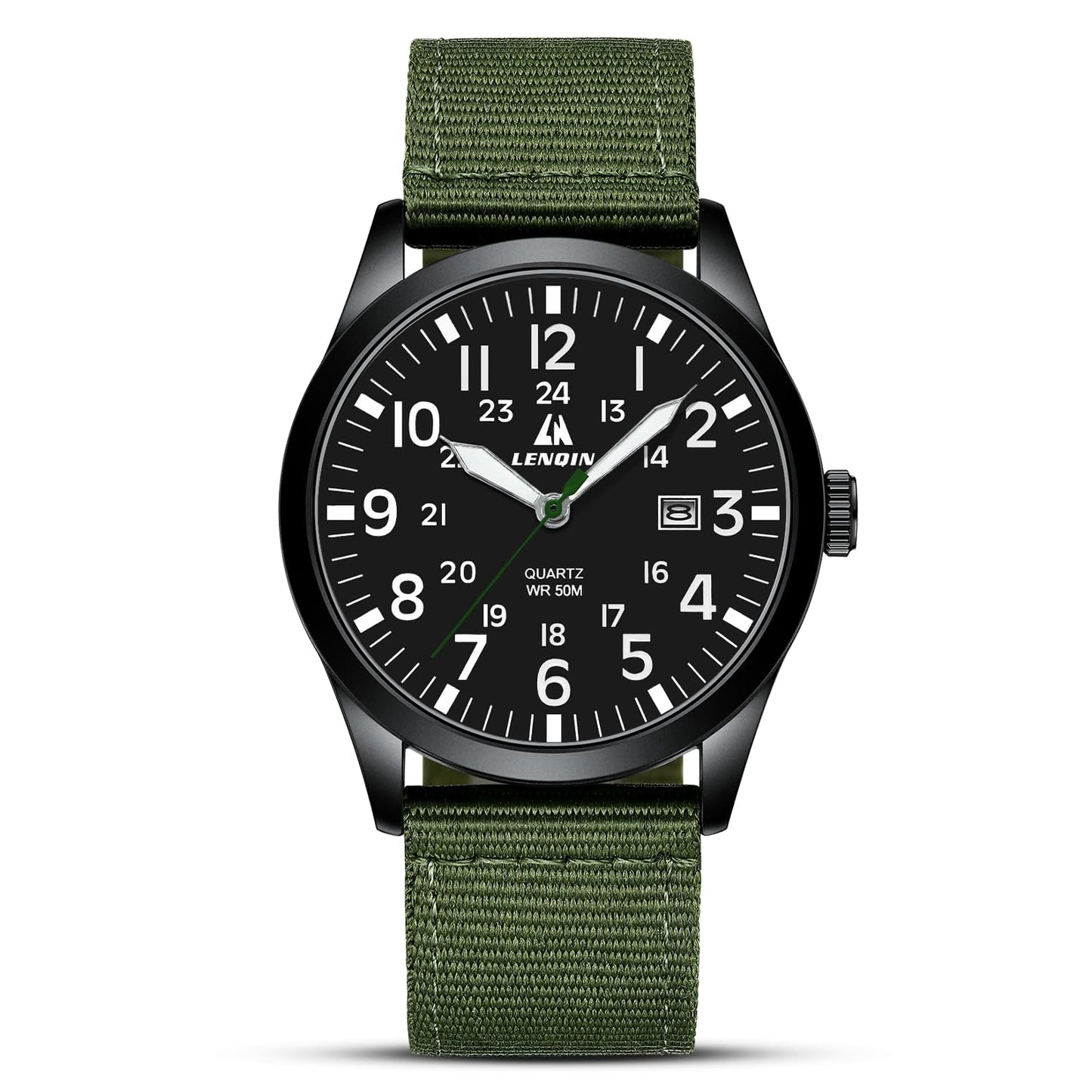 LN LENQIN Mens Watches Unisex Military Sport Nylon Strap Stylish Luminous Fashion Analog Quartz Watch for Men Waterproof Army Tactical Casual Wristwatch