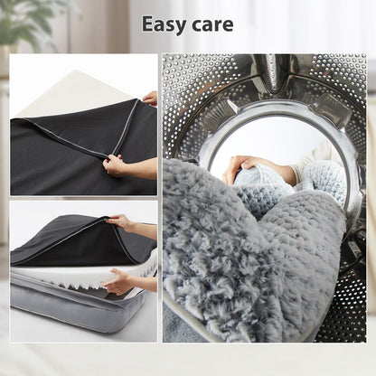 LEXTRO Orthopedic Dog Beds for Large Dogs,Waterproof Dog Bed, Egg Crate Foam Bed for Large Dogs, Big Pet Bed with Washable Removable Waterproof Pillow Cover and Anti-Slip Bottom, Grey