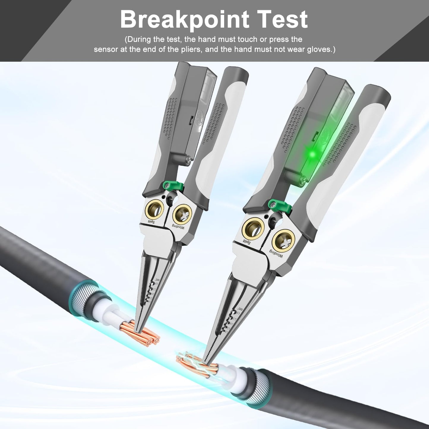 GADO Pro 8-in-1 Wire Crimper Stripper with Voltage Detector & Dual Alarms - Heavy Duty 12-250V AC/DC Tester for Hot/Neutral Wires - Electrician, HVAC, Car Repair Tool (Gray)