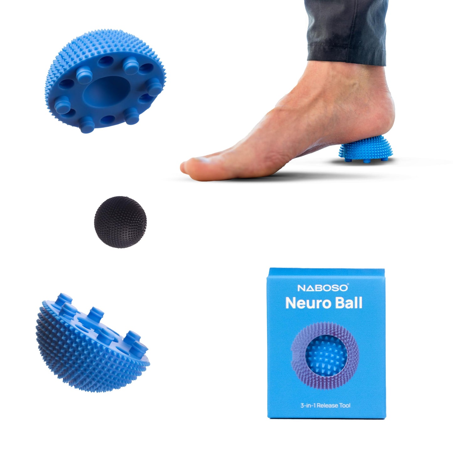 NABOSO Original Neuro Ball - Neuroscience-Based Textured Foot Massage Ball, Professional Myofascial Release Tool for Plantar Fasciitis Relief and Recovery