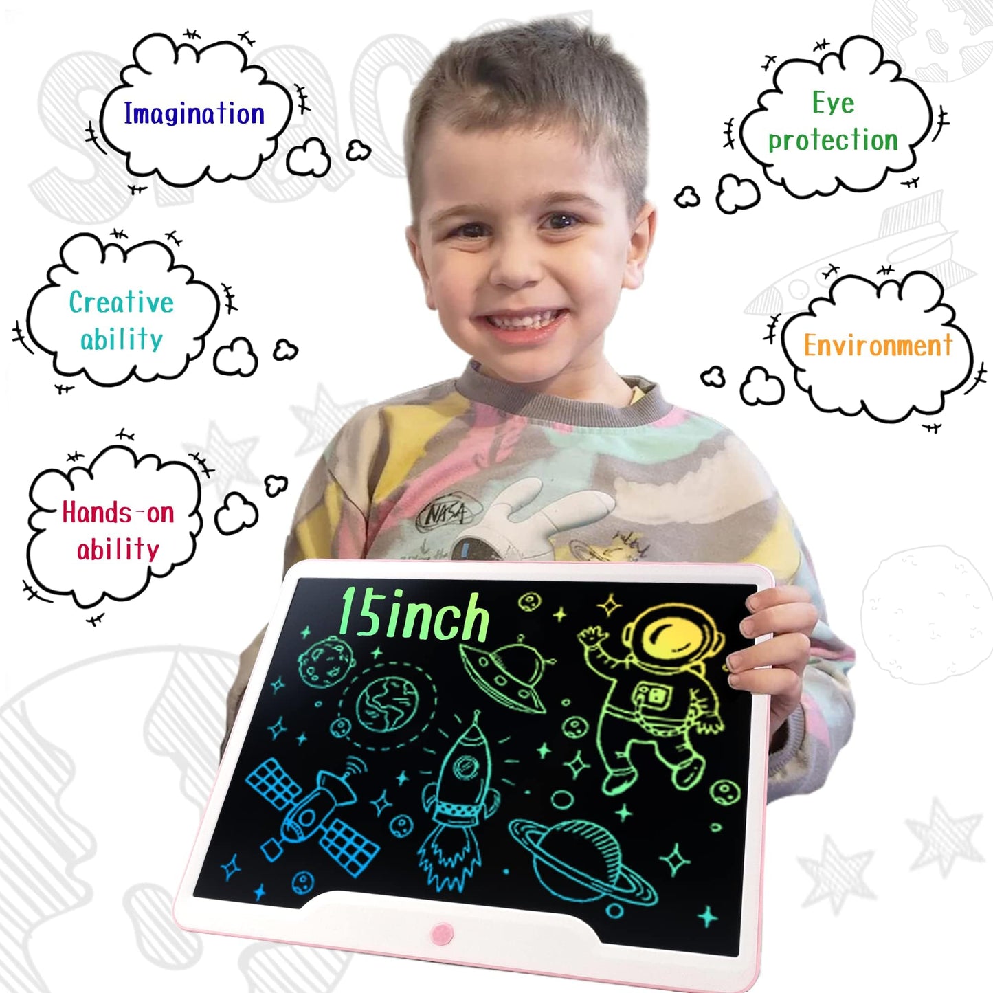 Richgv LCD Writing Tablet 15 Inch Electronic Graphics Tablets Doodle Pads Digital Ewriter, Portable Drawing Board for Kids and Adults at Home, School Office Business Handwriting Pad