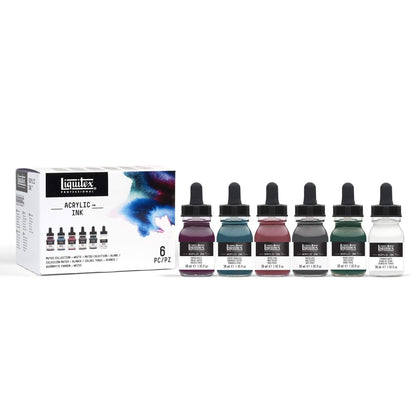 Liquitex Professional Acrylic Ink, 1-oz (30ml), Muted Collection, Set of 6