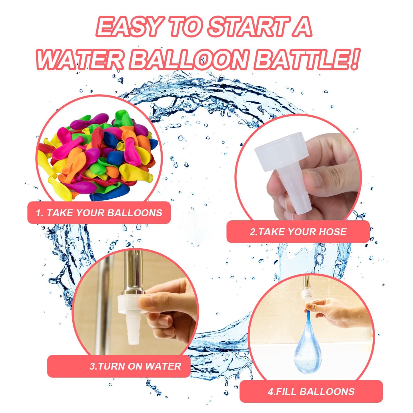 Hibery 1000 Pack Water Balloons with Refill Kits, Latex Water Bomb Balloons Fight Games - Summer Splash Fun for Kids & Adults