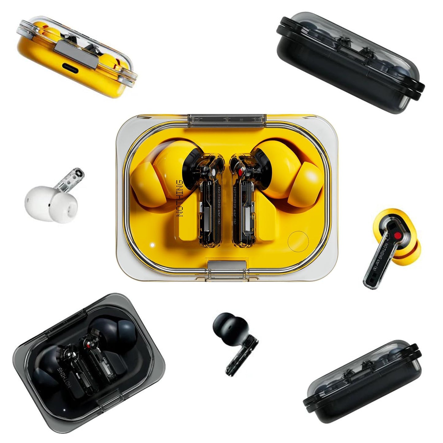 Nothing Ear (a) Wireless Earbuds, 45dB Hybrid Noise Cancelling Earbuds, Hi-Res Audio, Advanced Equaliser, Dual Connect, 6 Mics, 42.5H Playtime Ear Buds Wireless Bluetooth, Yellow