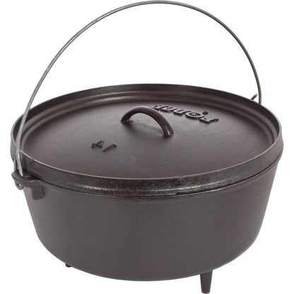 Lodge 10 Quart Pre-Seasoned Cast Iron Camp Dutch Oven with Lid - Dual Handles - Use in the Oven, on the Stove, on the Grill or over the Campfire - Black