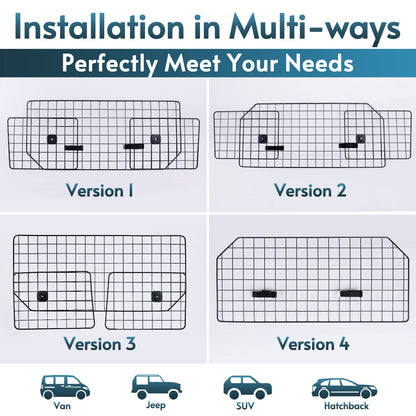 rabbitgoo Dog Car Barrier for SUVs, Adjustable Large Pet Gate, Universal-Fit Divider Cargo Net, Heavy-Duty Wire Mesh Dog Barrier SUV, Van Vehicles Subaru Car Accessories Safety Travel, Standard Model