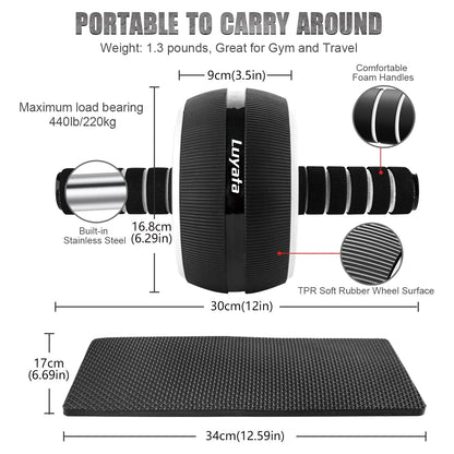 Ab Roller Wheel, 10-In-1 Ab Exercise Wheels Kit with Resistance Bands, Knee Mat, Jump Rope, Push-Up Bar - Home Gym Equipment for Men Women Core Strength & Abdominal Exercise (Black)