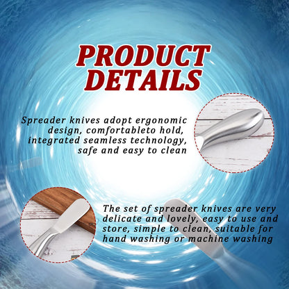 Mlurcu Butter Knives 4 Pieces Stainless Steel Cheese Butter Spreader Knife Set for Cold Butter, Cream Cheese, Jam, Pastry, Charcuterie, Multipurpose Kitchen Gadgets