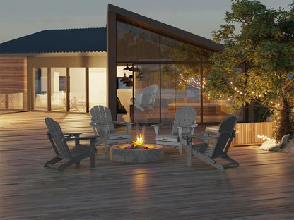 MUCHENGHY Folding Adirondack Chairs, Patio Chairs, Lawn Chairs, Outdoor Chair, Adirondack Chair Plastic, Fire Pit, Weather Resistant with Cup Holder for Deck, Backyard, Garden(Gray)