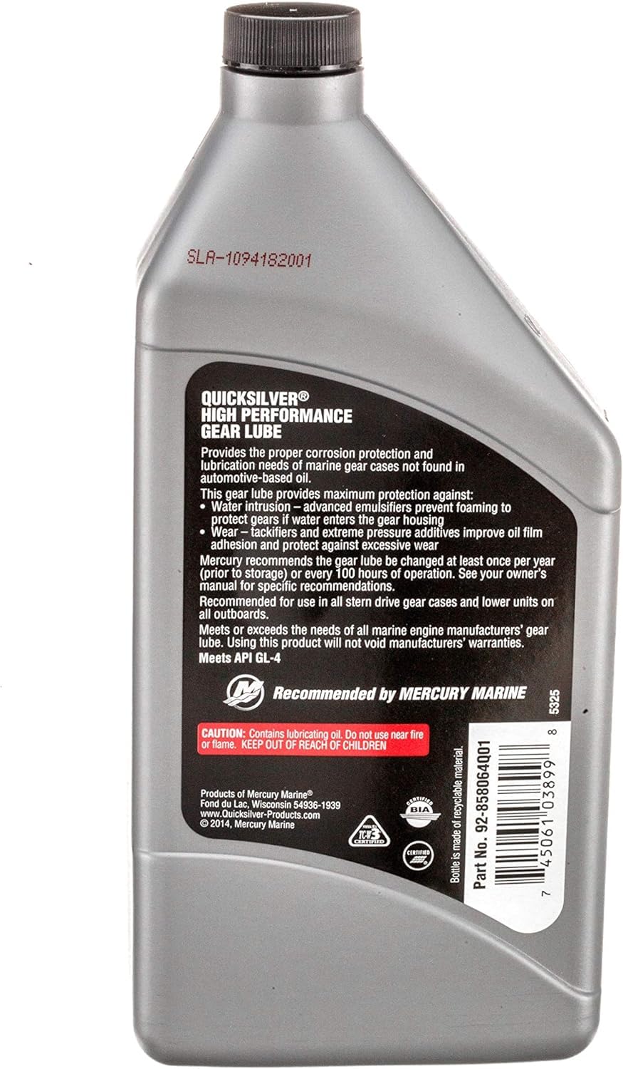 Mercury Marine Quicksilver High Performance Gear Lube