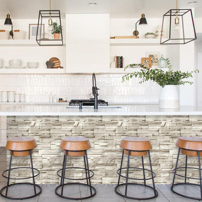 Jeweluck Stone Wallpaper Peel and Stick Brick Wallpaper 17.7”×118.1” Brick Contact Paper Peel and Stick Wall Paper Bathroom Faux Stone Backsplash for Kitchen Removable Decorative for Walls Vinyl