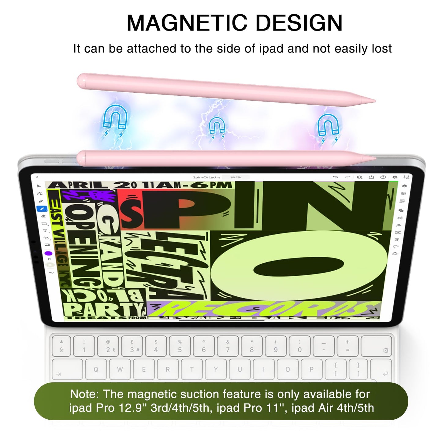 Pen for iPad 2018-2025, HATOKU 15 Mins Fast Charging Pencil 1st Gen with Tilt & Palm Rejection Compatible with iPad Air 3/4/5/M2/M3, iPad mini 5/6/7, iPad 6/7/8/9/10/11, iPad Pro 11"/12.9"/M4 (Pink)