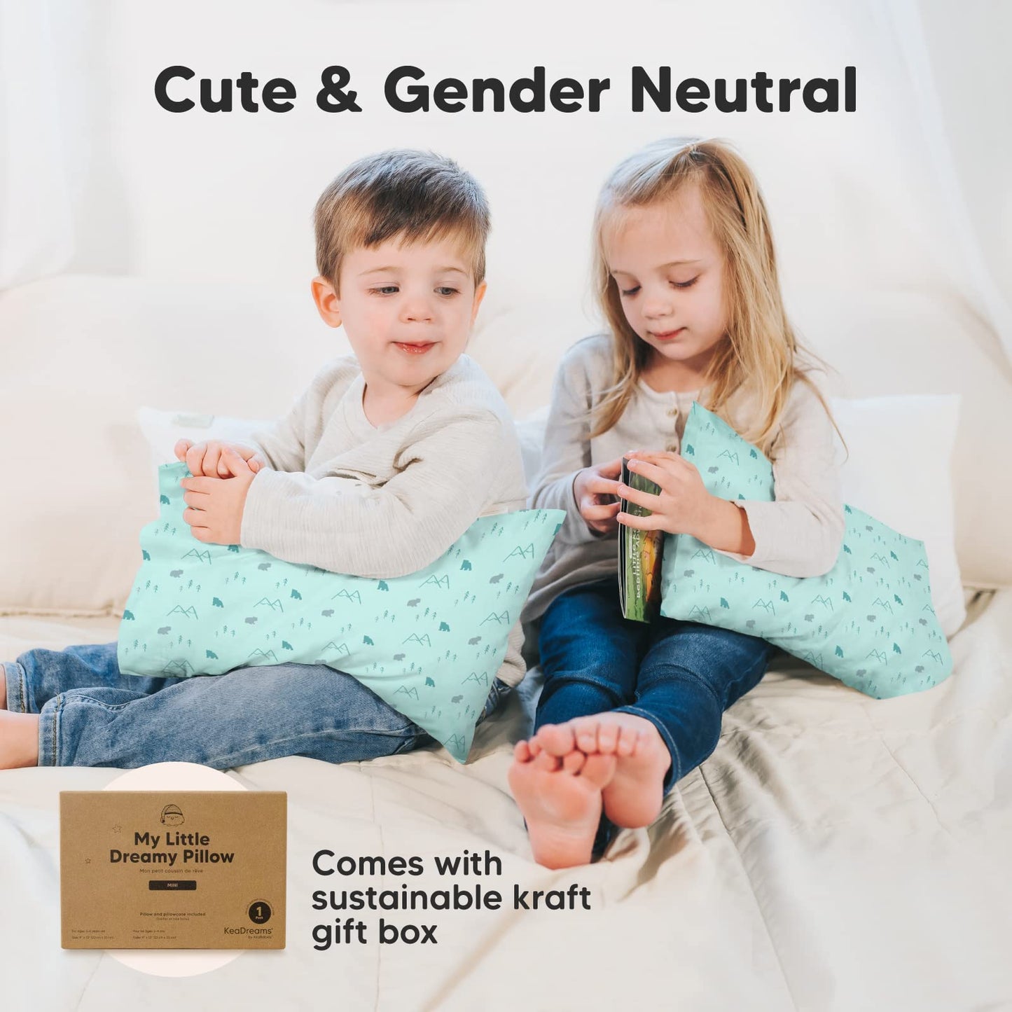 Mini Toddler Pillow with Pillowcase - 9x13 My Little Dreamy Travel Kids Pillow for Sleeping, Toddler Bed, Small, Tiny, Organic Cotton Pillowcase, Soft & Breathable, Kids 2-4 Years Old (Polar)