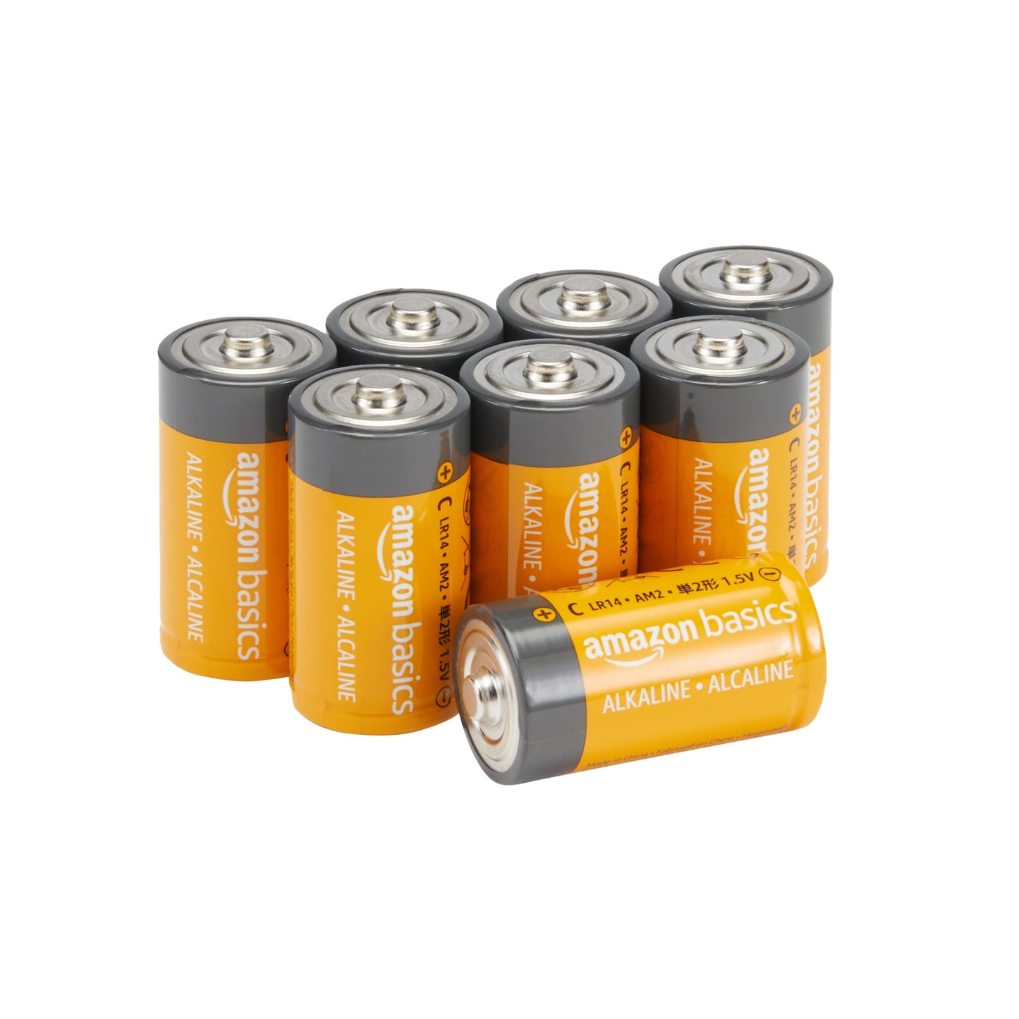 Amazon Basics 8-Pack C Cell Alkaline All-Purpose Batteries, 1.5 Volt, 5-Year Shelf Life