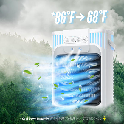 Portable Air Conditioners, 3 Speeds, 3 Mist Settings, 40oz XL Water Tank, 2~8h Timer & 7-color Ambient Lights, Air Conditioner Portable, Personal Small Mini Air Conditioner Air Cooler for Room Bedroom