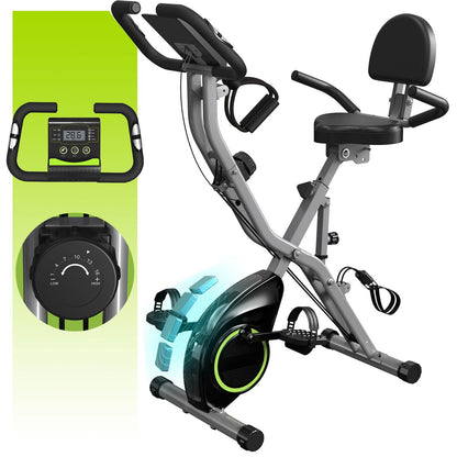 LINBOLUSA Indoor Exercise Bike for Seniors, 5 IN 1 Foldable Stationary Bike with 16-Level Magnetic Resistance and Tri-Position Ride, 300LBS Capacity, 5.5 LBS Flywheel, for Home Workout 817 Black