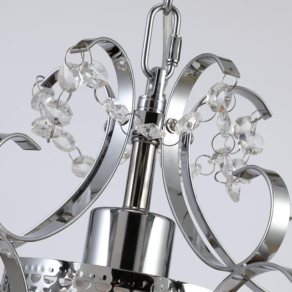 riomasee Plug in Chandelier Hanging Light Fixture with 14.27 Ft Hanging Cord and On/Off Switch,Mini Chrome Crystal Chandelier Light Fixture for Bedroom,Girls Room,Bathroom