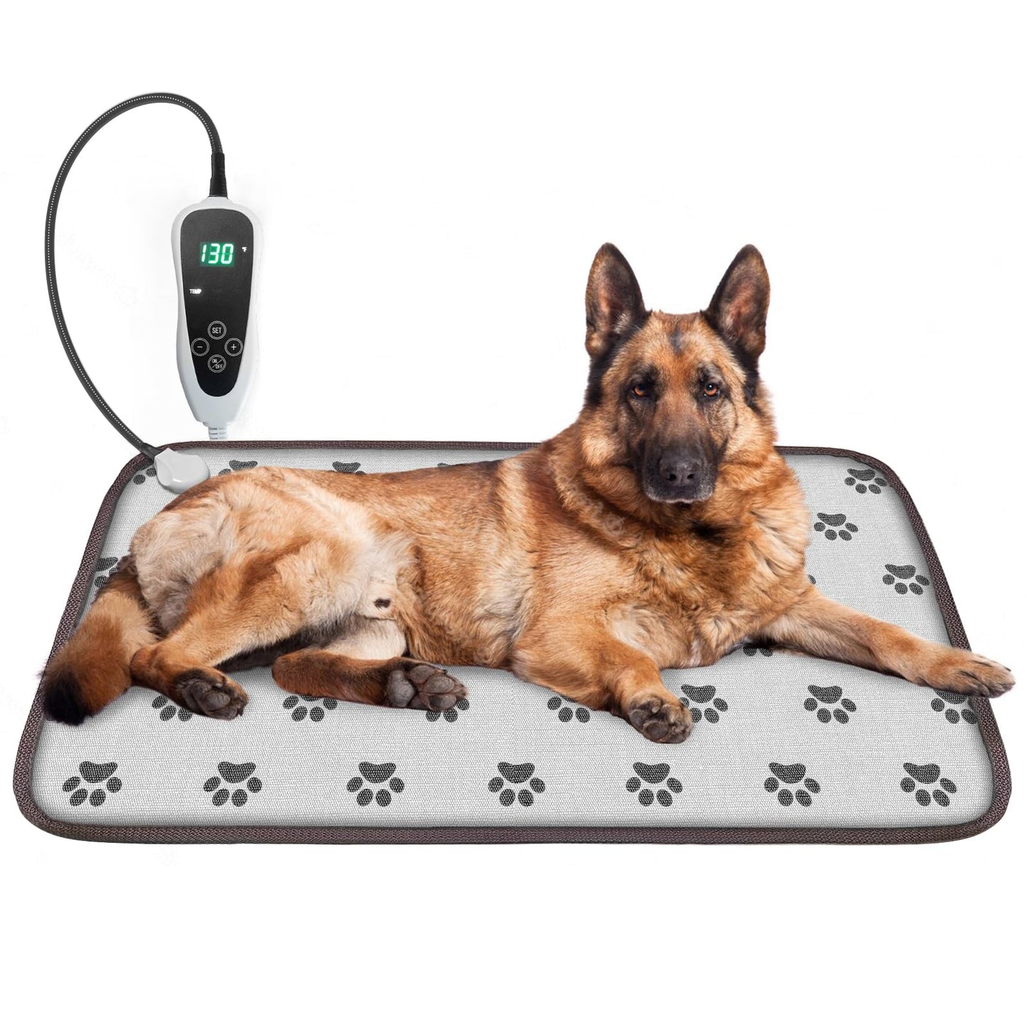 GOLOPET Large Dog Heating Pad 34x21in with Smart Thermostat Switch and Power Line Protection Tube,Obtained MET and UL Dual Certification,Waterproof Pet Heating pad, Suitable for Dogs of All Ages
