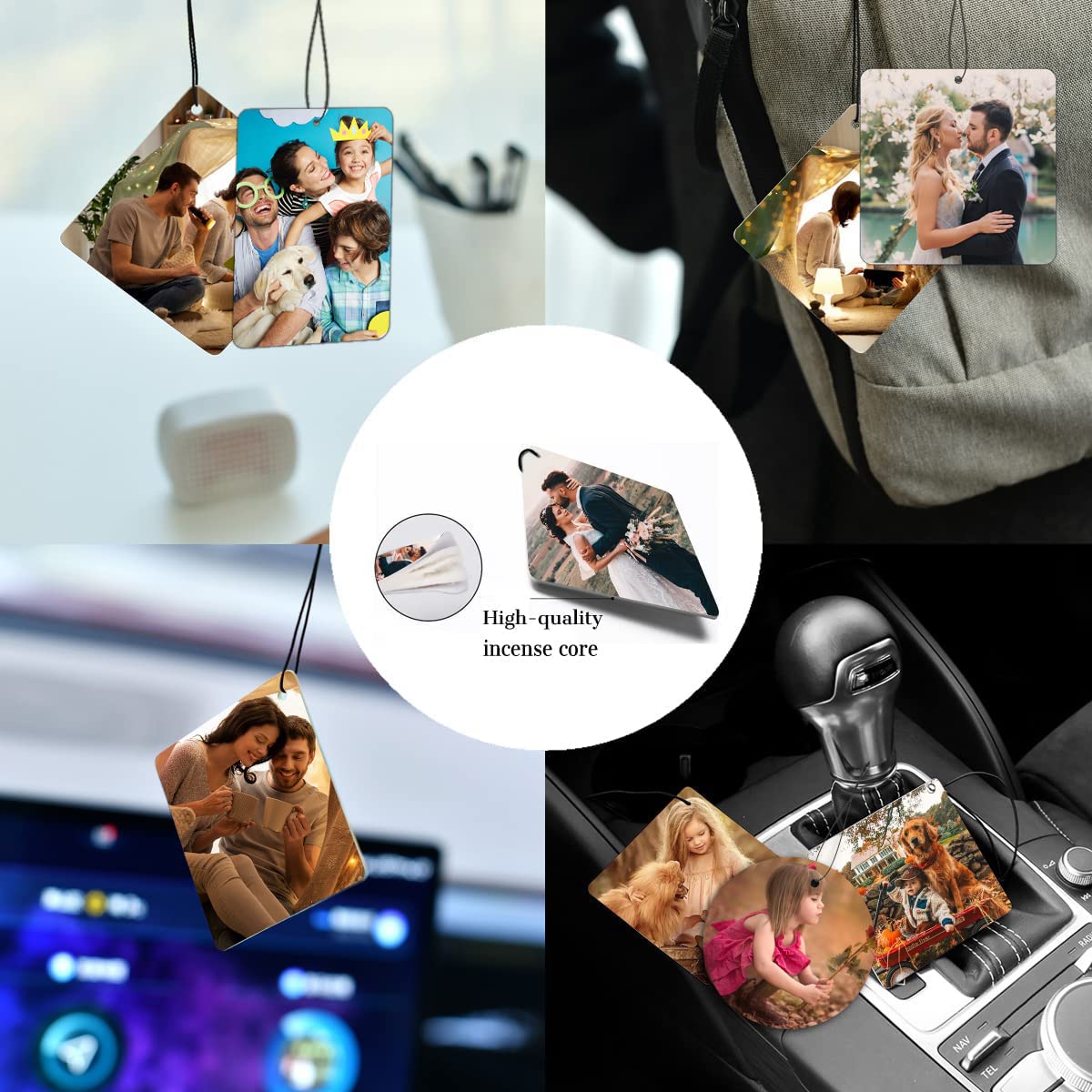 Personalized Car Air Freshener with Photo - Double-sided Print Custom Air Freshener for Family, Gifts