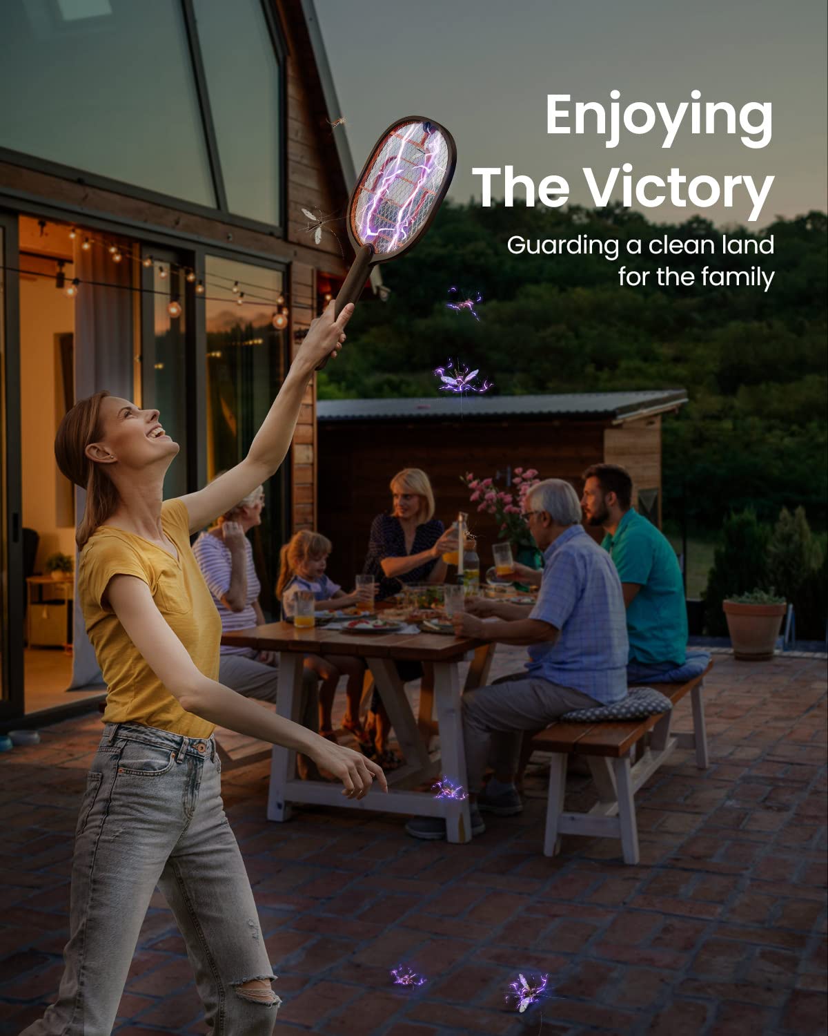 GAIATOP Electric Fly Swatter, 3800V Battery Powered Handheld Fly Zapper, 3-Layer Protection Grid Bug Zapper Racket for Home Bedroom Kitchen Office Backyard Patio Indoor Outdoor