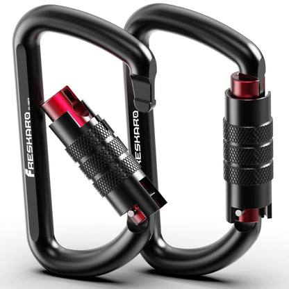 3 inch Locking Carabiner Clips-Twist Auto Lock Caribeener, Heavy Duty Keychain Key carabeaner Hooks, 7075 Aerial Aluminum Ultra Light, for Hammock, Hiking, Yoga Swing, Camping, Backpack, Black,3pack