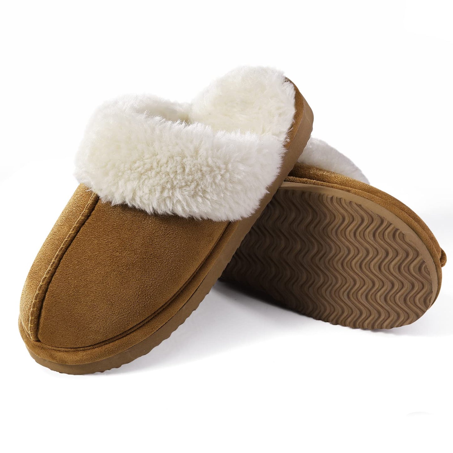 Litfun Women's Fuzzy Memory Foam Slippers Fluffy Winter House Shoes Indoor and Outdoor, Chestnut 5.5