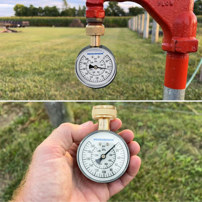 MEASUREMAN 0-200 PSI Water Pressure Gauge, 2-1/2'' Dial, Hose bib Pressure Gauge, Home Water Pressure Tester, Durable 3/4” Hose Thread, Water Pressure Gauge for Home