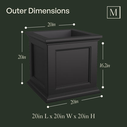 Mayne 5825W Fairfield Patio Planter, White, 20-Inch