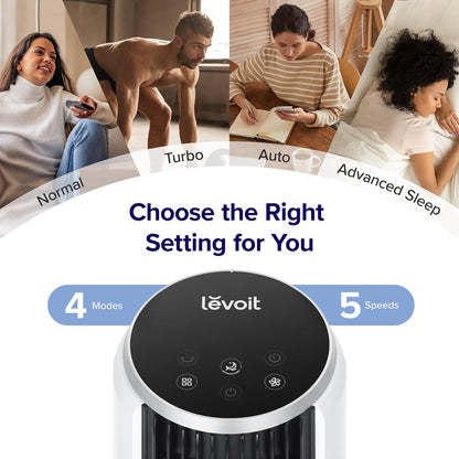 LEVOIT Tower Fan for Bedroom, Standing Fan with 28dB Quiet for Sleep, Remoter, 12H Timer, 25ft/s Velocity, 5 Speeds, 4 Modes, 90° Oscillation for Home, Office, Indoor, Bladeless 36 inch, White