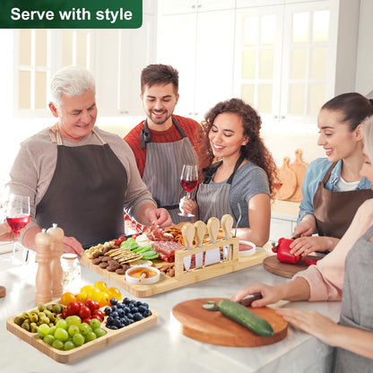 ROCIRLAB Bamboo Charcuterie Boards (23"×11"×0.8") and Knife Set, Lightweight Cheese Board and Platter, Unique Gift for Housewarming, Anniversary & Wedding, Mother's Day and Christmas for Women…